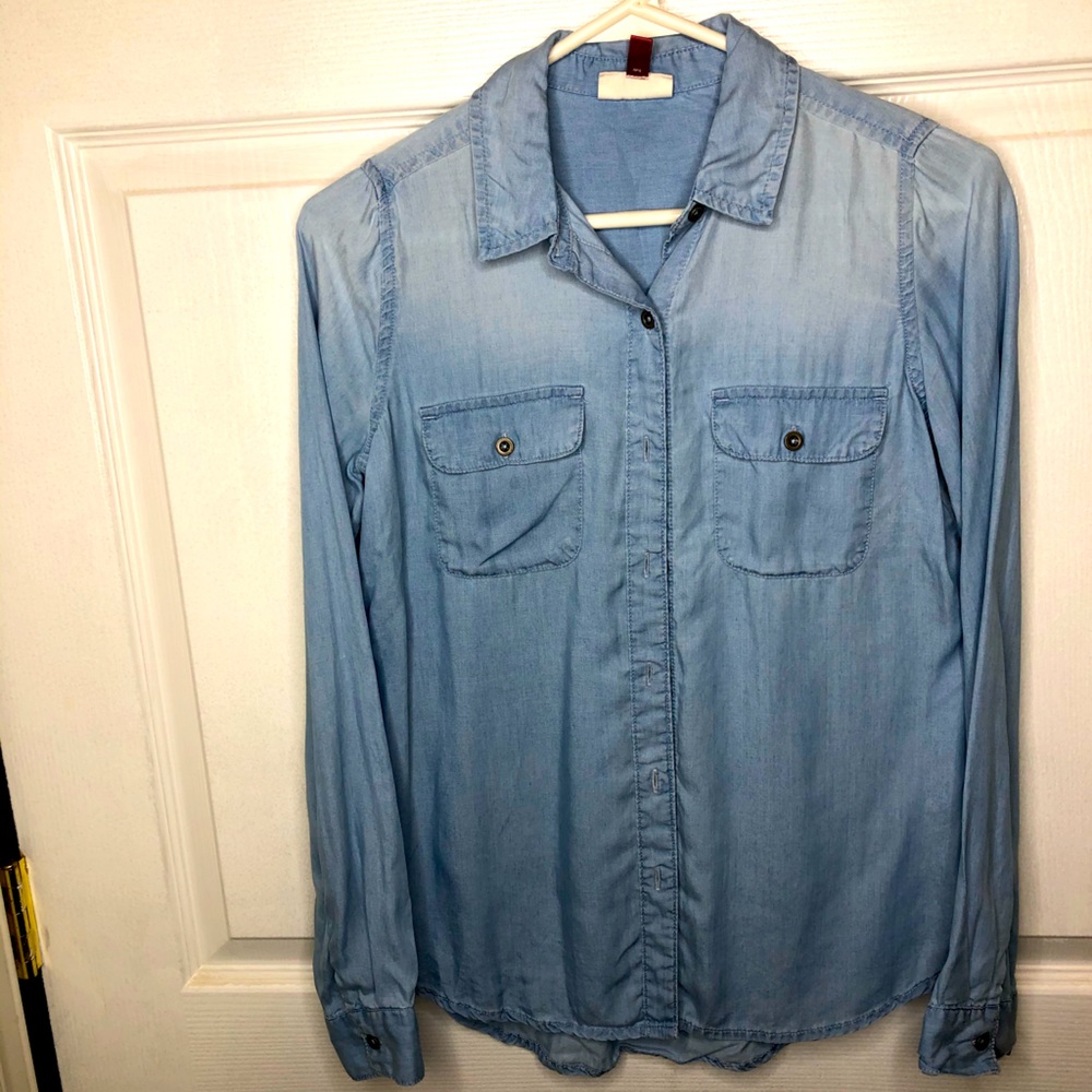 Denim button up long sleeve shirt